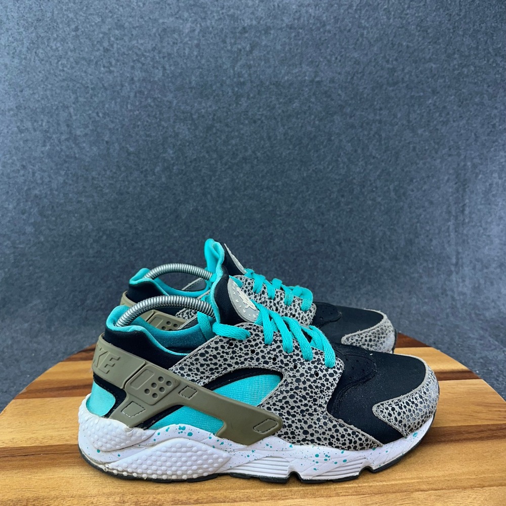Nike Air Huarache ID Safari Print Teal Black Mens Sneakers 777330-991 Size 9.5